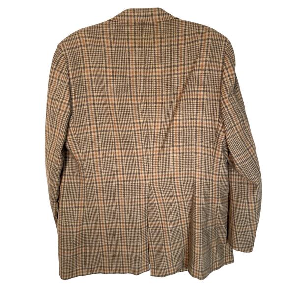 Vintage 70s Austin Reed 44R Wool WIDE LAPEL Plaid Blazer Jacket Gray Brown EUC! - Picture 2 of 11